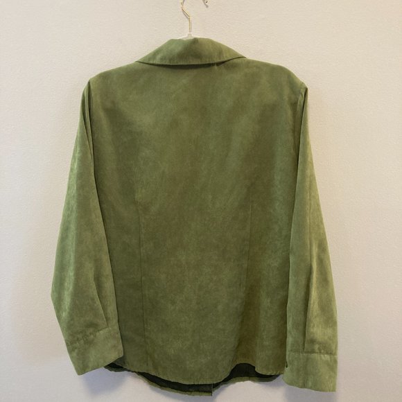 Button Up Shirt Notations Women's 1X Pin tuck Tunic Green Soft Grandma-core - Picture 2 of 9